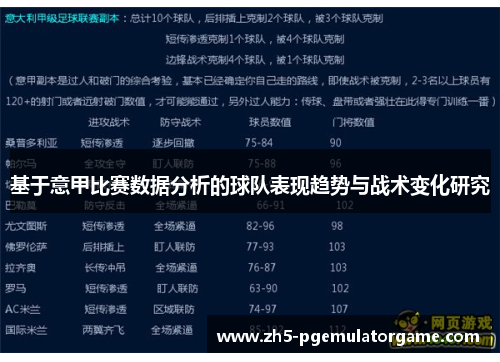基于意甲比赛数据分析的球队表现趋势与战术变化研究 基于意甲比赛数据分析的球队表现趋势与战术变化研究